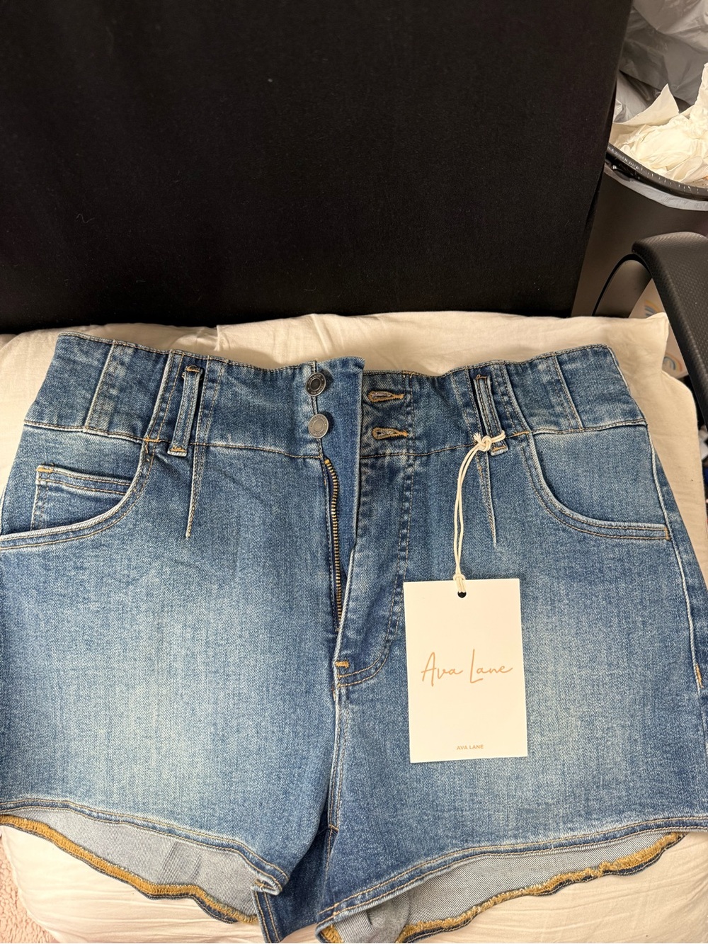 High-Rise Light Blue Denim Shorts